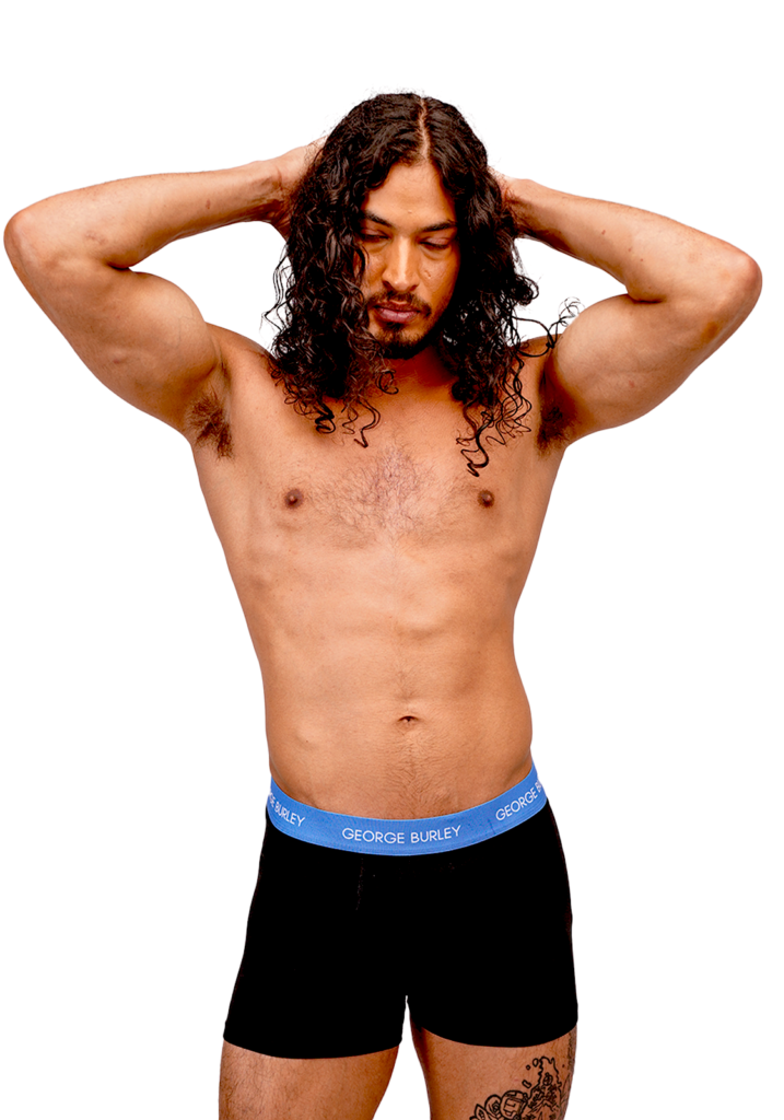 3Pack Boxers Black with Blue/ Grey / Black